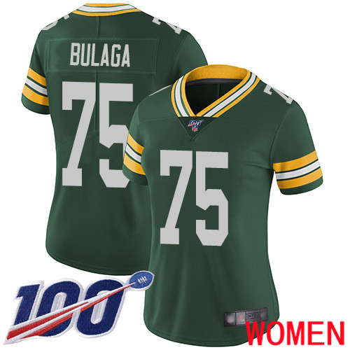 Green Bay Packers Limited Green Women #75 Bulaga Bryan Home Jersey Nike NFL 100th Season Vapor Untouchable
